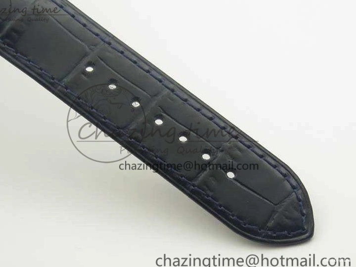 0207 Fashionable De Ville Prestige Real Power Reserve SS TW 1:1 Best Edition White Dial Blue Markers On Leather Strap A 8094